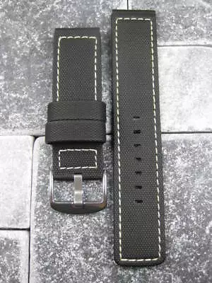 20mm PVC Composite Rubber Band Black Diver Watch Strap For Maratac White • $33.31