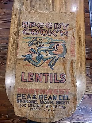 Large 100lb Size Vintage Burlap Sack SPEEDY COOK LENTILS Spokane WASH. USA • $20