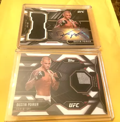 2015 Topps Ufc Chronicles Dustin Poirier Auto Fight Mat Relic & Relic 2 Card Lot • $25