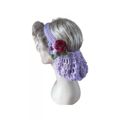 £25 • Buy 1940s Lilac Handmade Hair Snood Wartime Ww2 Flowers New