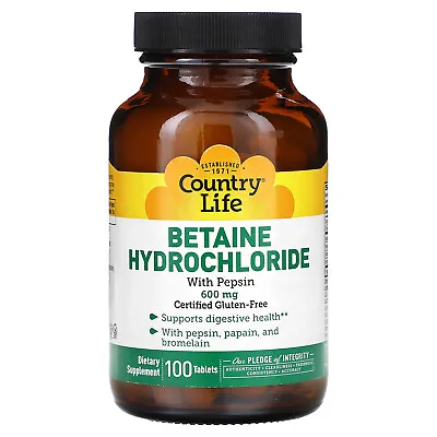 Betaine Hydrochloride With Pepsin 600 Mg 100 Tablets • $13.44