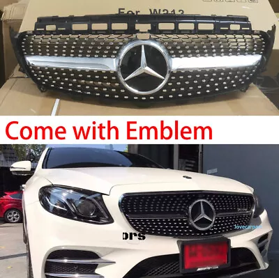 Diamond Grille W/Emblem For Mercedes Benz W213 E300 E400 Hood Grill 2016-2020 • $89.99