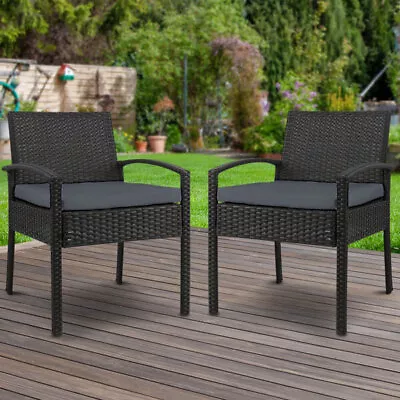 2x Outdoor Dining Chairs Wicker Chair Patio Garden Furniture Lounge Setting Bist • $155.05