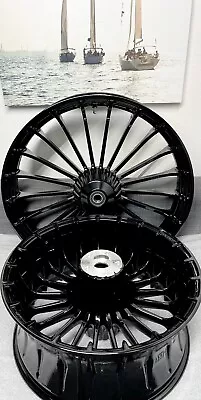 Harley Turbine 23  FXSB 2013 -24 Breakout FORGED WHEELS BLACK RIMS EXCHANGE • $1899.05