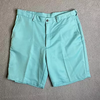 Haggar Chino Shorts Mens 34 Mint Blue Casual Outdoor 100% Polyester Pockets • $7.73