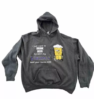 Minnesota Vikings Sweater Men 3XL XXXL Gray Football Hoodie Pullover • $31.66