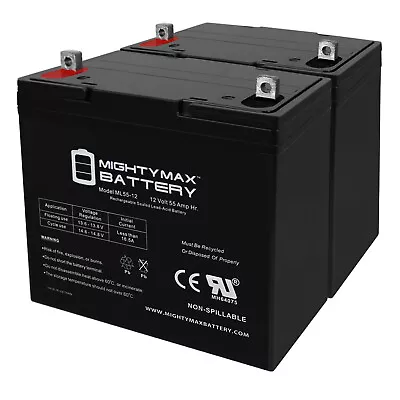 Mighty Max 12V 55Ah Battery For Pride Mobility Maxima 4 Scooter SC940 - 2 Pack • $239.99