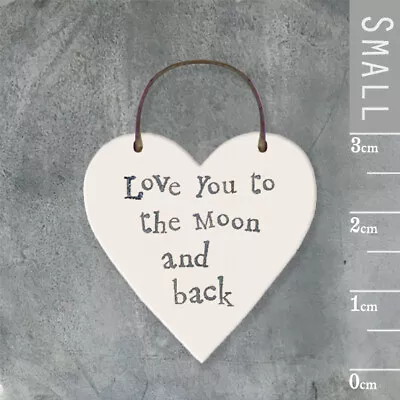 East Of India TINY Miniature Wooden HEART Messages Gift Tags Signs Keepsakes • £1.95