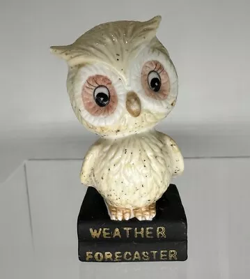 Vtg Enesco Owl On Books Weather Forecaster Porcelain Trinket 1975 Retro Decor 4” • $13