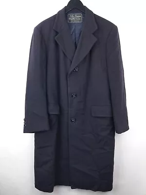 BESPOKE Vicuna & Cashmere Top Coat Sz 41S Navy Blue Overcoat England WOOLEXPO • $499