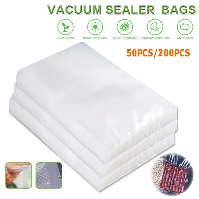 $12.77 • Buy 100-200 Quart 8 X12  Embossed Vacuum Sealer Bag Food Saver Storage Package 4Mil