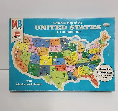 1975 Milton Bradley Puzzle Authentic Map Of The United States & World Map #4806 • $12.99