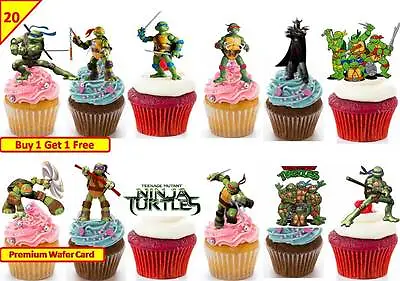 £3.49 • Buy 40 Teenage Mutant Ninja Turtles Cup Cake Wafer Rice Toppers Edible *STAND UP*