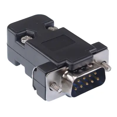 9 Way DB9 D Sub Connector Male Plug With Black Hood Cover • £2.89