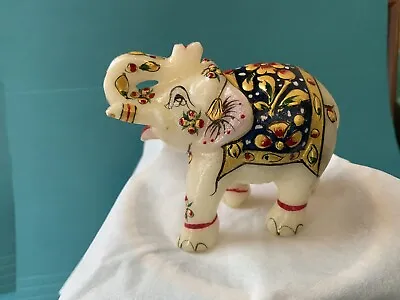 Marble Elephants Statue Figurine Painted Home Decor Gift • $10