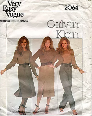 Vogue Pattern 2064 Calvin Klein Skirt & Pants Size 10 (Hip 36) Uncut • $8.39