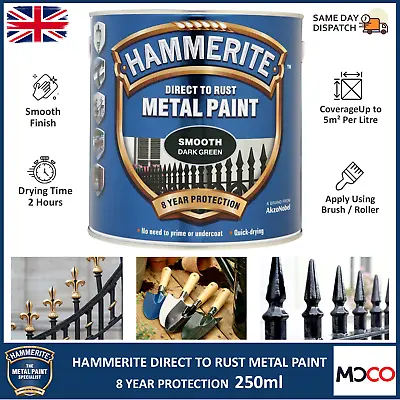 Hammerite Direct To Rust Metal Paint Quick Dry Exterior Smooth All Colours 250ml • £11.55