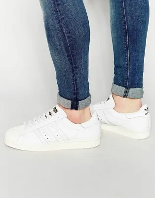 Adidas Superstar 80s Deluxe White Cream Leather Men's Trainers Shoes UK 11.5 • £49.99