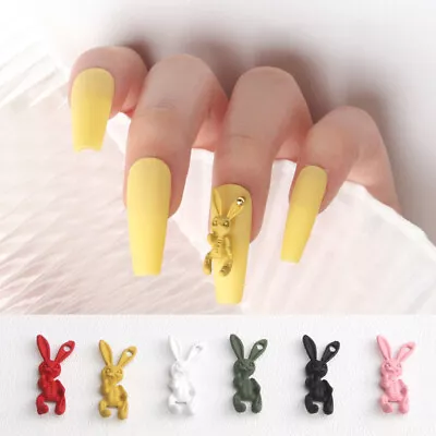 Colorful Hollow Pink Rabbit Dangles Nail Jewelry 3D Nail Tips Decorations • $2.11