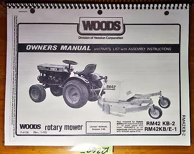 Woods RM42KB-2 RM42KB/E-1 Rotary Mower For Kubota B6000 Owner Operator Manual 86 • $15.99