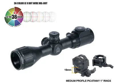 Leapers UTG 3-9X32 36Color Mil-Dot Reticle 1inch BugBuster AO Rifle Scope &Rings • $164.97