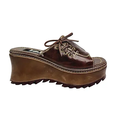 Vintage L.E.I. Platform Shoes 90s Y2K Women's Sz 6 Iguana Chunky Heel Sandals • $75