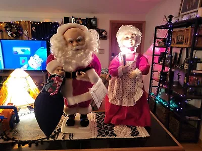 VTG 1994 Telco Mr. & Mrs. Santa Claus Motionettes Animated Christmas Tested • $49.95