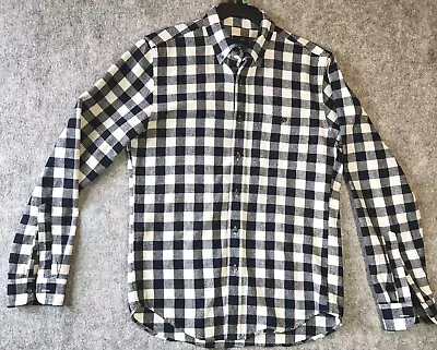 J. Crew Men’s Flannel Check Blue Shirt Button Up Size S Long Sleeve 100% Cotton • $14.95