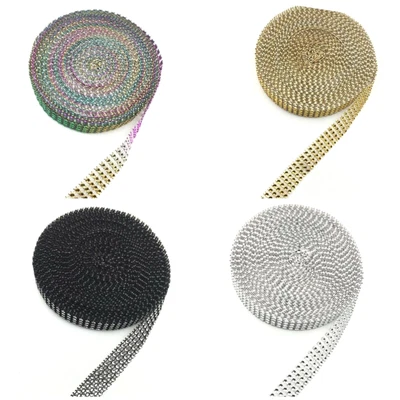 £2.99 • Buy 4 Meters, 4 Lines Rhinestone Mesh Trimming Bridal Diamante Effect