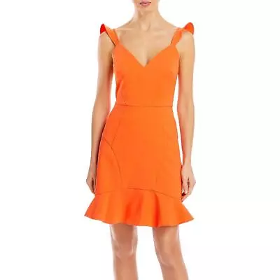 Aidan By Aidan Mattox Womens Orange V Neck Cocktail And Party Dress 0 BHFO 9191 • $15.99