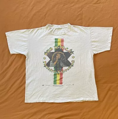 Vintage 90s Bob Marley T-Shirt Positive Vibration 1995 Single Stitch Sz L • $80