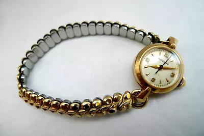 Vintage Antique Ladies Wind-up Round 14k Yellow Gold Movado Watch Stretch Band • $395