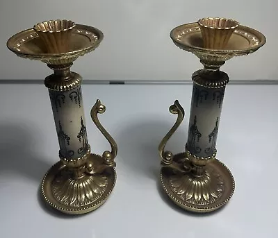 Vintage Villy Ornate Cast Metal Candlestick Holders Set Of 2 • $18.99