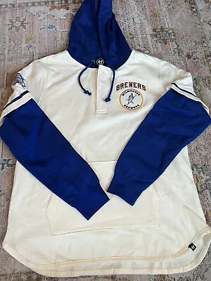 47 Brand Milwaukee Brewers Heritage Shortstop Hoodie Cream Mens Sz XL NWT $95 • $69.99