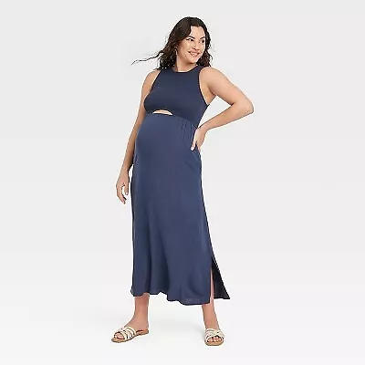 Smocked Cut Out Maxi Maternity Dress - Isabel Maternity By Ingrid & Isabel Blue • $12.99
