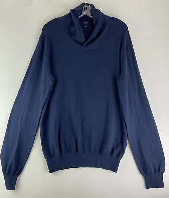 J Crew Mens Navy Blue Cotton Cashmere Sweater Shawl Collar Size Medium (589) • $19.50