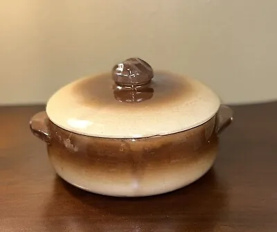 Vintage McCoy Pottery Casserole Dish With Lid 2 Tone Brown Tan • $11