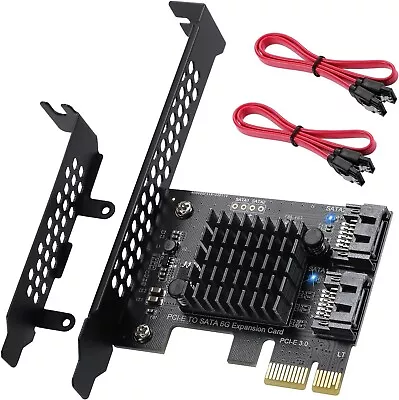 PCI-E X1 To SATA 3.0 Controller Card 2-Port SATA III 6Gbps Expansion Cards Sup • £11.95