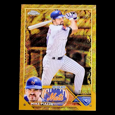 2023 Topps Chrome Gilded MIKE PIAZZA NY Mets SP Gold Wave Etch Refractor 18/75 • $35