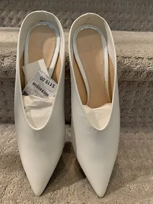 NWB ZARA Genuine Leather Pumps Mules Shoes Off White 10 40 • $67.49