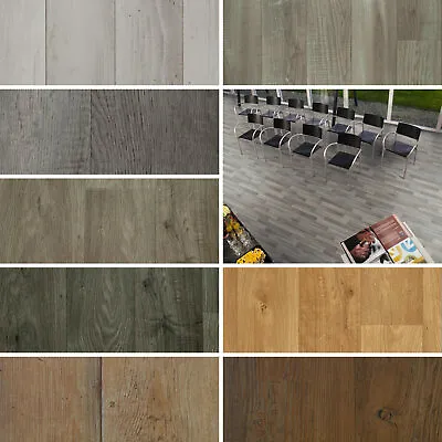 £239.76 • Buy Vinyl Flooring Lino Wood Plank Roll Quality Anti-Slip Kitchen Bathroom 2m 3m 4m