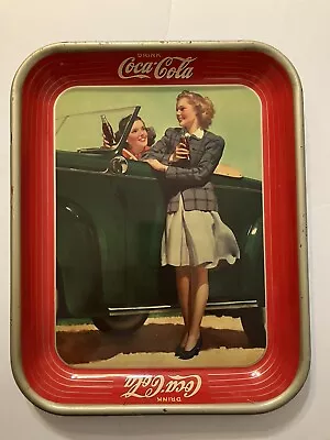Vintage Original 1942 Coca-Cola Girls And Roadster Serving Tray • $124