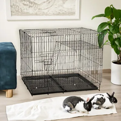 Small Animal Metal Cage Rabbit Guinea Pig Hutch Pet Play House W/ Platform Ramp • £28.95