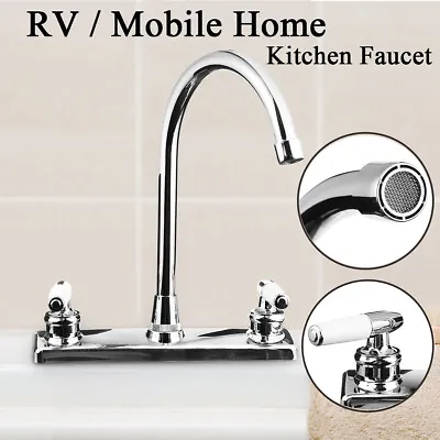 RV Motor Mobile Home Hot Cold Kitchen Faucet Double Handles Double Holes Plastic • $21.61