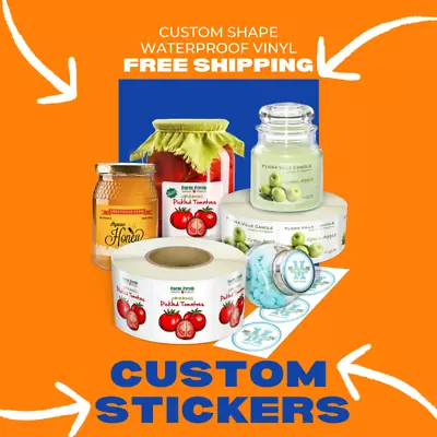 Custom Waterproof STICKERS /LABELS ■ IN ROLL ■ Full Color ■ Free Shipping • $105