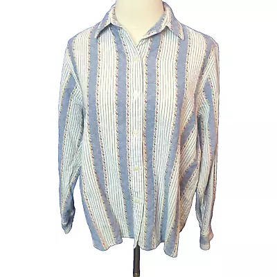 Victoria Jones Lightweight Long Sleeve Womens Shirt Striped Petite Large 21.9.17 • $18.39