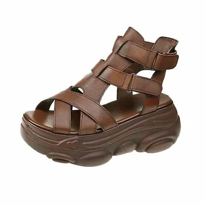 Womens Roman Open Toe Sandals Muffin Platform Shoes Casual Hollow Out High Heels • $34.19