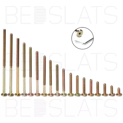 M6 Furniture Connector Bolts - Hex/ Allen Key Drive Flathead - 15mm To 150mm • £2.95