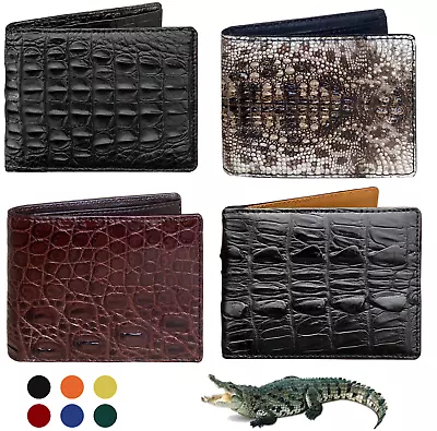 Genuine Crocodile Wallet Mens RFID Blocking Large Capacity Leather Card Holder • $47.49