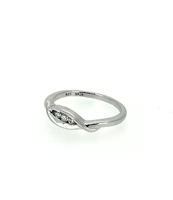 925 Sterling Silver Twist Crystal Ring Size UK P RRP£29 (R5003CZ-P) • $18.65